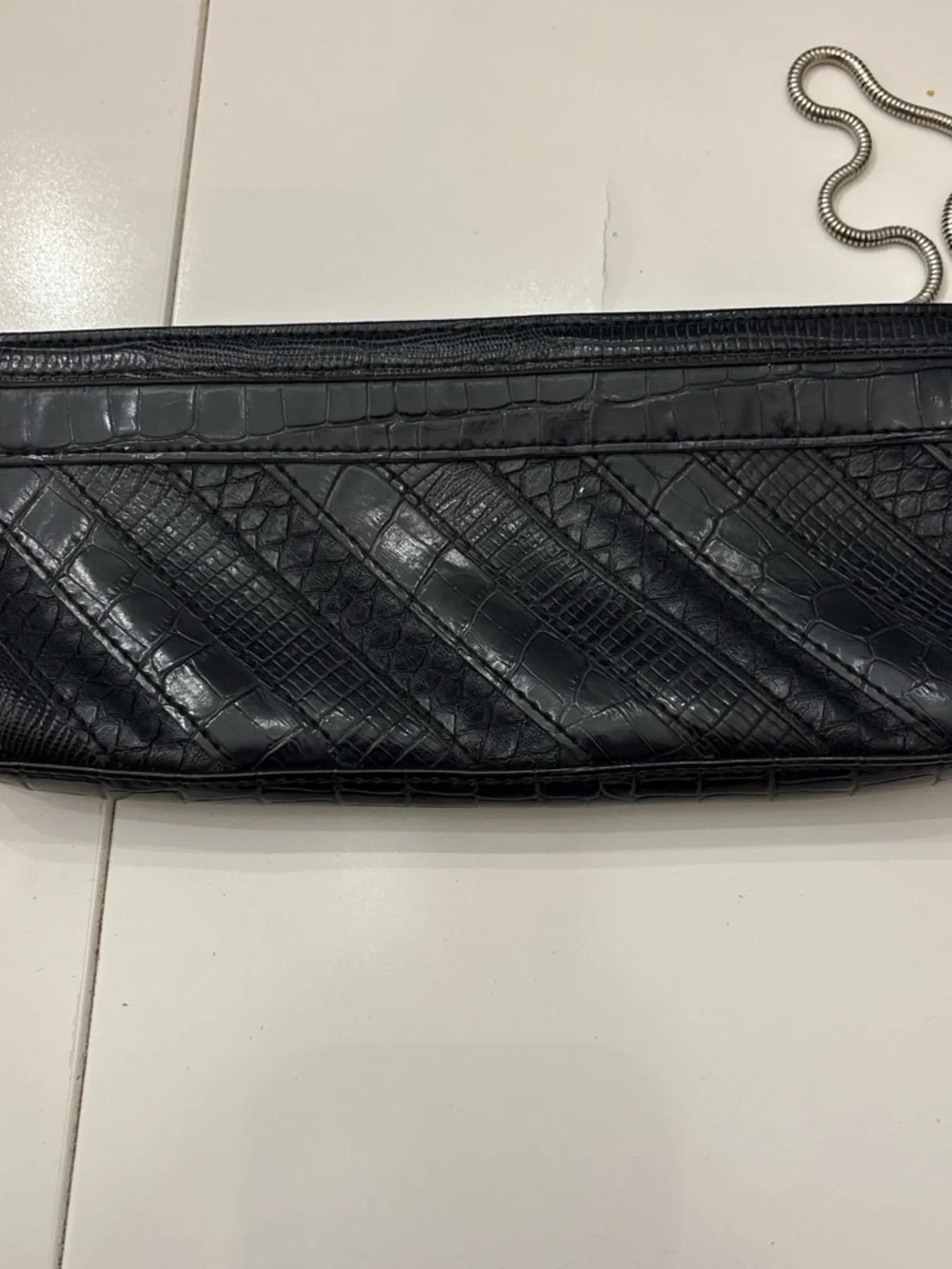 Mexx Black Croc-Embossed Clutch Bag